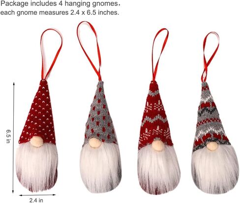 4 Pack Pink Christmas Gnome Ornaments, Cute Swedish Tomte Mini Gnomes Scandinavian Home Decor, Christmas Decorations Hanging Gnomes Ornaments (Group A- Pink) in Saudi Arabia