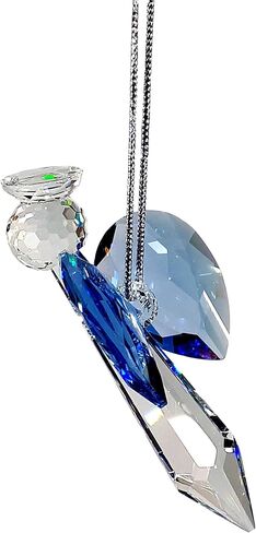 Blue Crystal Guardian Angel Sun Catcher Handmade 2.83 Inch Home Decoration Crystal Ornament Christmas Tree Ornament Guardian Angel in Saudi Arabia