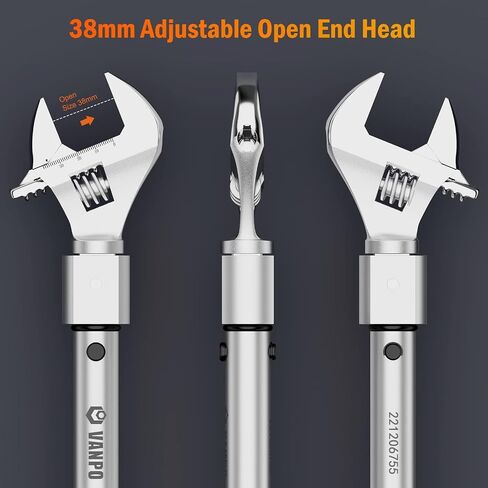 Adjustable Torque Wrench, 10-170 Ft-Lb/13.6-230.5 Nm, 38MM Open End Torque Wrench, 1/2 Inch Drive Torque Wrench with Interchangeable Jaw & Ratchet Head for HVAC, Car, Moto, Heat Pump Piping in Saudi Arabia