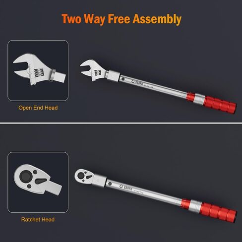 Adjustable Torque Wrench, 10-170 Ft-Lb/13.6-230.5 Nm, 38MM Open End Torque Wrench, 1/2 Inch Drive Torque Wrench with Interchangeable Jaw & Ratchet Head for HVAC, Car, Moto, Heat Pump Piping in Saudi Arabia