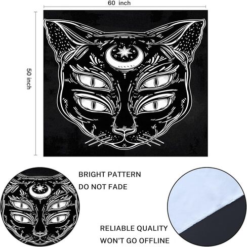 Emvency نسيج أسود القط رئيس صورة القمر وأربعة عيون عيون ديكور المنزل الجدار شنقا لغرفة المعيشة غرفة النوم النوم 50x60 بوصة in Kuwait