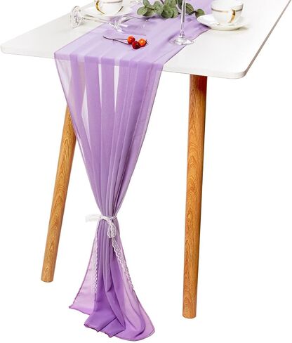 10ft Table Runner 29x120 Inches Romantic Wedding Runner Sheer Bridal Party Decorations (Beige, 1) in Saudi Arabia