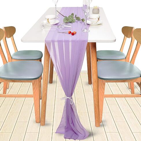10ft Table Runner 29x120 Inches Romantic Wedding Runner Sheer Bridal Party Decorations (Beige, 1) in Saudi Arabia