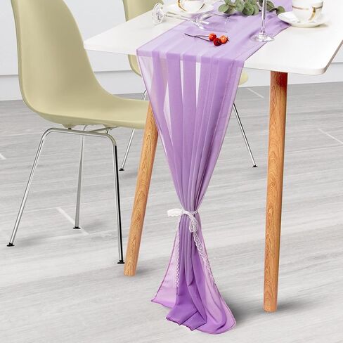10ft Table Runner 29x120 Inches Romantic Wedding Runner Sheer Bridal Party Decorations (Beige, 1) in Saudi Arabia