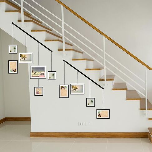 Hanging Collage Picture Frames Wall Decor Exhibit Photo Frame Gallery Set, Stainless Steel Black Family Photo Display Set with 13 Opening Picture Frames for Home Living Room Bedroom Entryway in Saudi Arabia