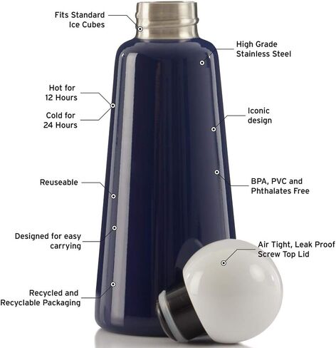 Stainless Steel Water Bottle | 500ml Insulated Water Bottle BPA Free | Cool and Modern Leak Proof Skittle Bottle Flask | Cold for 24+ Hours, Hot for 12 | Sky Blue & Light Grey by Lund London in Saudi Arabia