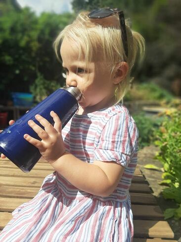 Stainless Steel Water Bottle | 500ml Insulated Water Bottle BPA Free | Cool and Modern Leak Proof Skittle Bottle Flask | Cold for 24+ Hours, Hot for 12 | Sky Blue & Light Grey by Lund London in Saudi Arabia