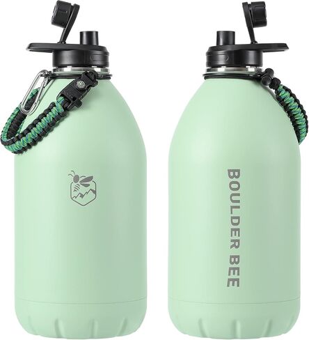 Boulder Bee | 128 oz Insulated Water Bottles with Handle | Stainless Steel Thermos for Hot & Cold Drinks | Double Vacuum Walled | Large Metal Jug for Travel, Hiking, Camping (Yellow) in Saudi Arabia