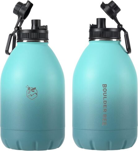 Boulder Bee | 128 oz Insulated Water Bottles with Handle | Stainless Steel Thermos for Hot & Cold Drinks | Double Vacuum Walled | Large Metal Jug for Travel, Hiking, Camping (Yellow) in Saudi Arabia