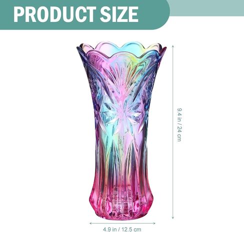 PartyKindom Rainbow Glass Vase: Crystal Flower Vase Unique Colorful Vase Desktop Decorative Flower and Plant Container for Home Decor Wedding Centerpieces in Saudi Arabia