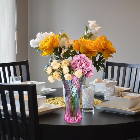PartyKindom Rainbow Glass Vase: Crystal Flower Vase Unique Colorful Vase Desktop Decorative Flower and Plant Container for Home Decor Wedding Centerpieces in Saudi Arabia