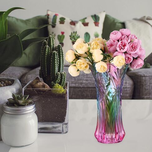 PartyKindom Rainbow Glass Vase: Crystal Flower Vase Unique Colorful Vase Desktop Decorative Flower and Plant Container for Home Decor Wedding Centerpieces in Saudi Arabia