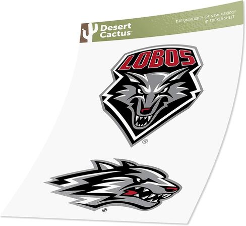 ملصق من الفينيل لجامعة صبار الصحراء في نيو مكسيكو UNM Lobos ملصق من الفينيل لزجاجة مياه للكمبيوتر المحمول وسجل قصاصات السيارة (مجموعة 4 بوصة V1) in Kuwait