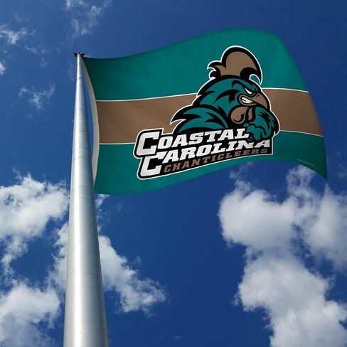 Rico Industries NCAA Coastal Carolina Chanticleers Teal with Gold Stripe 3' x 5' Banner Flag Single Sided - Indoor or Outdoor - Home Décor in Saudi Arabia