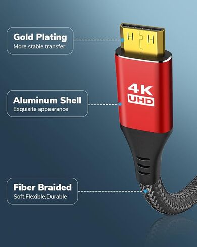 كابل DisplayPort إلى Mini HDMI بطول 10 أقدام، 4K DP إلى Mini HDMI سلك أحادي الاتجاه، يدعم 4K@30 هرتز، 2K@120 هرتز فيديو UHD، لـ AMD، NVIDIA، KYY، ARZOPA، VILVA، MNN، شاشة محمولة in Kuwait