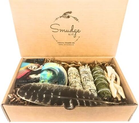 مجموعة التلطخ مع عصا تلطيخ Sage Smudge Shell Abalone Shell + دليل التلطخ من Indigenous Elder | تعليمات التلطخ المنزلي: كتاب إلكتروني ومقاطع فيديو للصلاة للتنظيف باستخدام مجموعة Sage Smudge Kit in Saudi Arabia