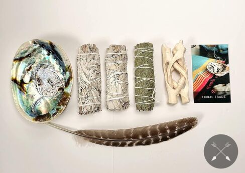 مجموعة التلطخ مع عصا تلطيخ Sage Smudge Shell Abalone Shell + دليل التلطخ من Indigenous Elder | تعليمات التلطخ المنزلي: كتاب إلكتروني ومقاطع فيديو للصلاة للتنظيف باستخدام مجموعة Sage Smudge Kit in Saudi Arabia