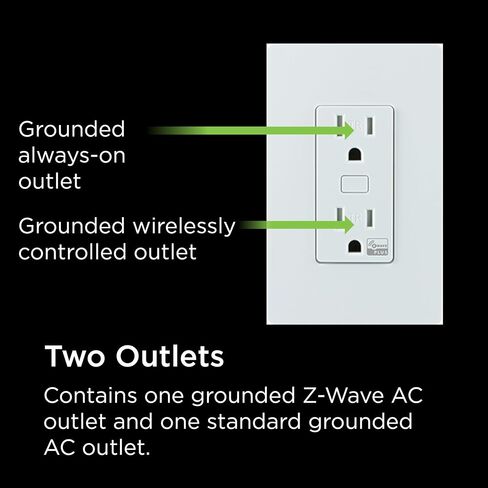 Jasco Z-Wave Plus in-Wall Smart Tamper-Reistant Outlet, Works with Alexa, Google Assistant, 1 Z-Wave Outlet & 1 Always On Outlet, Hub Required, White, Smart Outlet, Lamps, Small Appliances, 14315 in Saudi Arabia