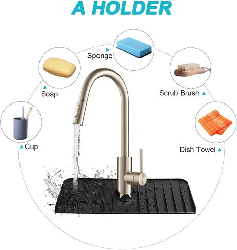 Silicone Faucet Handle Drip Catcher Tray, Sink Splash Guard, Kitchen Faucet Sink Splash Guard, Drip Protector Splash Countertop, Faucet Mat for Kitchen & Bathroom Countertop Protect in Saudi Arabia