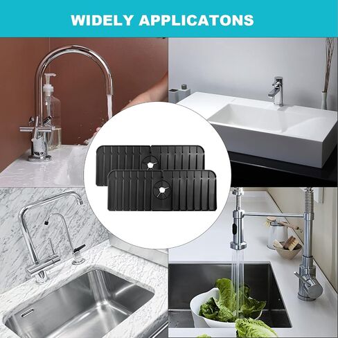 Silicone Faucet Handle Drip Catcher Tray, Sink Splash Guard, Kitchen Faucet Sink Splash Guard, Drip Protector Splash Countertop, Faucet Mat for Kitchen & Bathroom Countertop Protect in Saudi Arabia