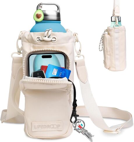 Water Bottle Holder with Strap – Stylish and Durable Water Bottle Bag for 32Oz Water Bottles – Small Insulated Bag Ideal for Hiking, Sports – Multifunctional Front Pocket Water Jug Holder in Saudi Arabia