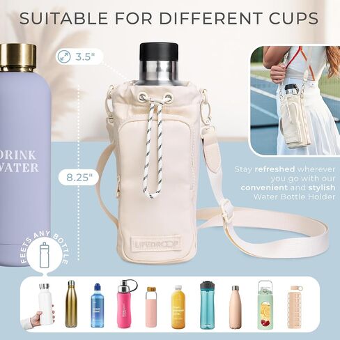 Water Bottle Holder with Strap – Stylish and Durable Water Bottle Bag for 32Oz Water Bottles – Small Insulated Bag Ideal for Hiking, Sports – Multifunctional Front Pocket Water Jug Holder in Saudi Arabia