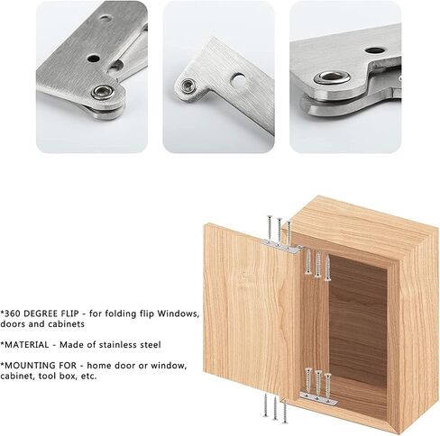 4Pcs 2.5inch 360 Degree rotatable Door Pivot Hinges Cabinet Door Hidden Hinge for Windows Fence Sheds Kitchen gate Closet Cupboards (2.5", 4 Pcs) in Saudi Arabia