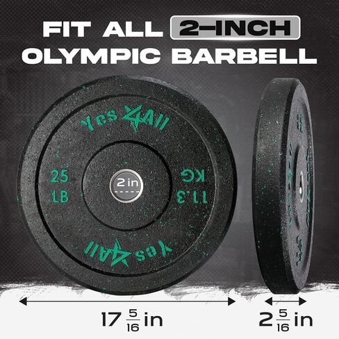 Yes4All 2" Bumper Plate, Olympic Rubber Weight Plate with Steel Hub for WeightLifting, Strength Training (Single, Pair & Set) in Saudi Arabia
