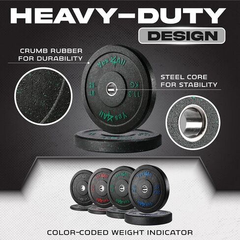 Yes4All 2" Bumper Plate, Olympic Rubber Weight Plate with Steel Hub for WeightLifting, Strength Training (Single, Pair & Set) in Saudi Arabia