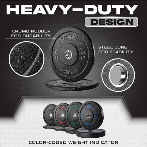 Yes4All 2" Bumper Plate, Olympic Rubber Weight Plate with Steel Hub for WeightLifting, Strength Training (Single, Pair & Set) in Saudi Arabia