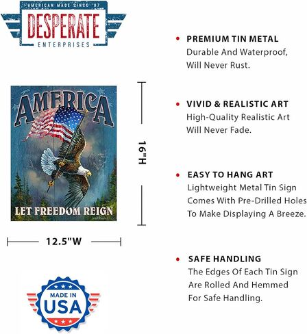 Desperate Enterprises Pledge of Allegiance Tin Sign - Nostalgic Vintage Metal Wall Decor - Made in USA in Saudi Arabia