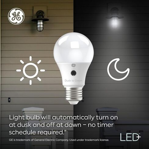 GE LED+ Dusk to Dawn LED Light Bulbs, 15 Watts, Automatic On/Off PAR38 Outdoor Floodlight, Daylight (3 Pack) in Saudi Arabia