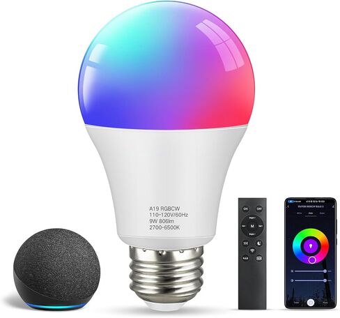 OUTON A19 LED Light Bulb with Remote Control, Efficient 9W LED Bulb (60Watt Equivalent), 810 LM, Dimmable, 3000K-6000K, E26 Base, Light Bulb with Timer for Living Room, Bedroom, 1Bulb & Remote in Saudi Arabia