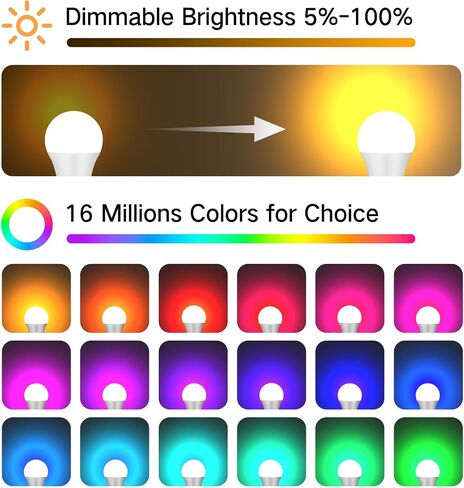 OUTON A19 LED Light Bulb with Remote Control, Efficient 9W LED Bulb (60Watt Equivalent), 810 LM, Dimmable, 3000K-6000K, E26 Base, Light Bulb with Timer for Living Room, Bedroom, 1Bulb & Remote in Saudi Arabia