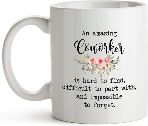 YouNique Designs Coworker Mug, 11 Ounces, Going Away Mug For Coworker, Goodbye Gifts For Coworkers, New Job Gifts For Women (Black Handle) in Saudi Arabia