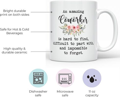 YouNique Designs Coworker Mug, 11 Ounces, Going Away Mug For Coworker, Goodbye Gifts For Coworkers, New Job Gifts For Women (Black Handle) in Saudi Arabia