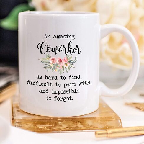 YouNique Designs Coworker Mug, 11 Ounces, Going Away Mug For Coworker, Goodbye Gifts For Coworkers, New Job Gifts For Women (Black Handle) in Saudi Arabia