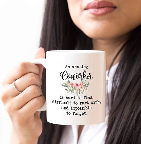YouNique Designs Coworker Mug, 11 Ounces, Going Away Mug For Coworker, Goodbye Gifts For Coworkers, New Job Gifts For Women (Black Handle) in Saudi Arabia
