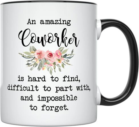 YouNique Designs Coworker Mug, 11 Ounces, Going Away Mug For Coworker, Goodbye Gifts For Coworkers, New Job Gifts For Women (Black Handle) in Saudi Arabia