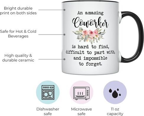 YouNique Designs Coworker Mug, 11 Ounces, Going Away Mug For Coworker, Goodbye Gifts For Coworkers, New Job Gifts For Women (Black Handle) in Saudi Arabia
