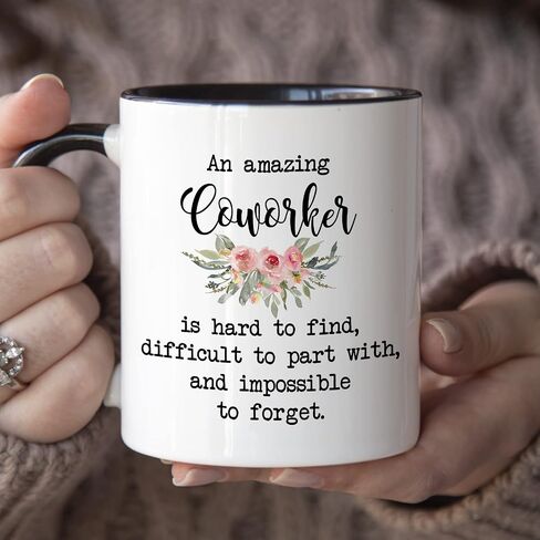 YouNique Designs Coworker Mug, 11 Ounces, Going Away Mug For Coworker, Goodbye Gifts For Coworkers, New Job Gifts For Women (Black Handle) in Saudi Arabia