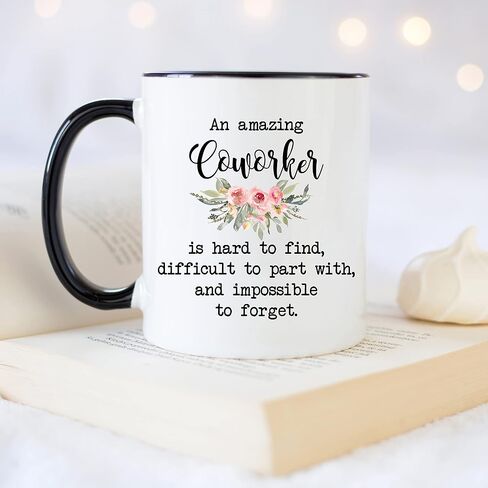 YouNique Designs Coworker Mug, 11 Ounces, Going Away Mug For Coworker, Goodbye Gifts For Coworkers, New Job Gifts For Women (Black Handle) in Saudi Arabia