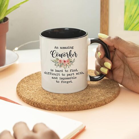 YouNique Designs Coworker Mug, 11 Ounces, Going Away Mug For Coworker, Goodbye Gifts For Coworkers, New Job Gifts For Women (Black Handle) in Saudi Arabia