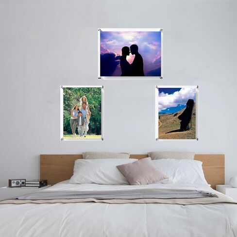 إطار صورة أكريليك مقاس 8 × 10 بين قوسين، 3 عبوات، إطارات صور شفافة للجدار، إطارات صور بدون إطار، مكعبات مربعة شفافة من لوسيت، إطار صورة معلق عائم in Saudi Arabia