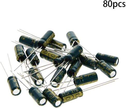 Fielect 20Pcs Aluminum Radial Electrolytic Capacitor 47uF 35V Low ESR Green 5x11mm High Ripple Current,Low Impedance for TV, LCD Monitor, Radio, Stereo, Game in Kuwait