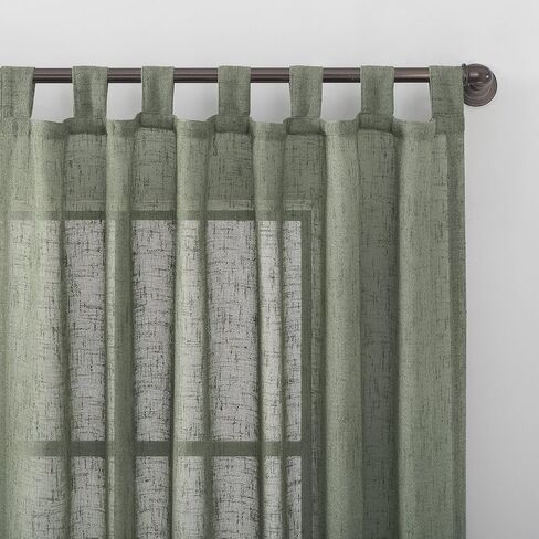 ستارة علوية من مزيج الكتان من نسيج الخيش من Archaeo، مقاس 50 بوصة × 96 بوصة، لون أخضر موس in Kuwait