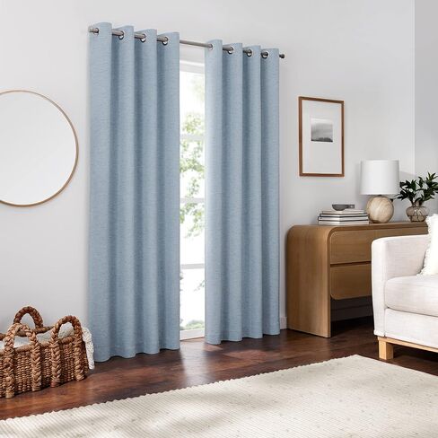 Eclipse Lawson Arm & Hammer Odor Neutralizing Blackout Grommet Window Curtain for Living Room (1 Panel), 50 in x 63 in, Blue in Saudi Arabia