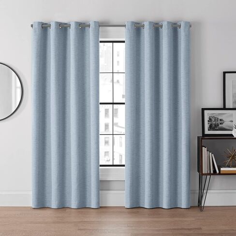 Eclipse Lawson Arm & Hammer Odor Neutralizing Blackout Grommet Window Curtain for Living Room (1 Panel), 50 in x 63 in, Blue in Saudi Arabia