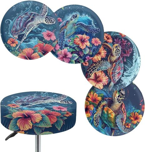 Bar Stool Chair Cover, Black & White Trippy Spiral Print Super Comfy & Washable Round Stool Bench Cushion Slipcover (Small, 4 Pieces) in Saudi Arabia