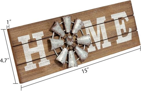 SOFE مزرعة طاحونة معدنية علامة المنزل جدار ديكور 15 "، قائمة بذاتها علامات ديكور المنزل ريفي المتعثرة، علامات خشبية لديكور المنزل منضدية الموقد غرفة المعيشة غرفة نوم عيد الشكر عيد الميلاد in Kuwait